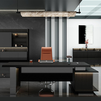 Ensemble de bureau de direction moderne en forme de L avec panneaux en bois, design modulaire, bureau de direction haut de gamme