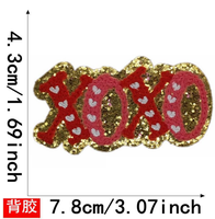 Design de mode Broderie Saint Valentin Série Amour Coeur Paillettes Fer À Capuche Lettre Chenille Patchs Pour Vêtements sac chemise