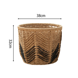 Panier de rangement <span class=keywords><strong>en</strong></span> corde de papier tressé à la main pour salon, pour collations, jouets, tri de vêtements sales, décoration intérieure - Product Image 5
