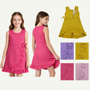 En stock: Vestido de yoga para bebés y niñas pequeñas, sin mangas, con cremallera y volantes, ropa deportiva de moda, ropa de boutique para bebés, ropa linda para hermanas. - Product Image 1