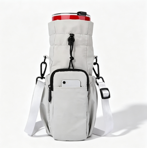 40 oz Linen Water <b>Bottle</b> Holder <b>Carrier</b> Bag with Adjustable Strap Waterproof Phone Pocket for Hiking Travel Outdoor Sports - Product Image 1