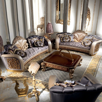 Ensemble de canapés sectionnels carrés capitonnés en bois de teck massif, style Royal Mid-Century Modern, sculpté, de luxe, avec détails dorés, pour appartement Majlis arabe