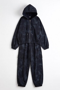 Ensemble de survêtement unisexe tie-dye à capuche avec fermeture éclair intégrale, coupe ample, décontracté, pour l'automne, taille adulte - Product Image 1