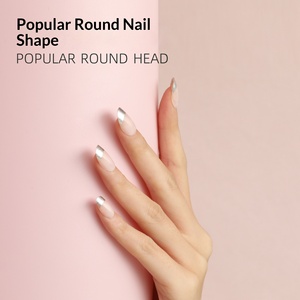 Lot de 24 faux ongles ronds à presser style français, faciles à appliquer et à retirer - Product Image 3