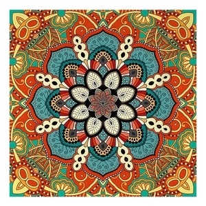 Arazzo Decorativo in Cotone con Mandala Pavone Blu, Stampa Personalizzata Indiana Hippie Bohémien Psichedelica Dorata - Product Image 5
