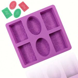 Moule en silicone écologique à 6 cavités, motifs traditionnels variés, pour la fabrication de savon, de gâteaux et de bougies, DIY, OEM/ODM - Product Image 1