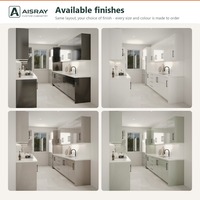 Meuble de cuisine en acrylique au design moderne, aménagement en îlot central, rangement par tiroirs, unités sur mesure et boîtes de rangement en contreplaqué