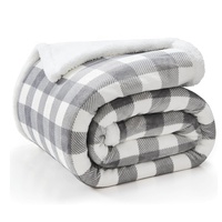Plaid Sherpa ultra doux, chaud et épais à double couche avec motif écossais personnalisé pour l'hiver