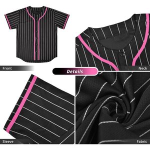 Maillot de baseball à rayures unisexe pour adulte, anti-humidité, uniforme de sport sublimé pour équipe - Product Image 4