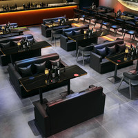 Ensemble de meubles de restaurant vintage en PU, table et chaises pour restaurant, bar, salon de thé, snack-bars, ensemble personnalisable pour 4 personnes
