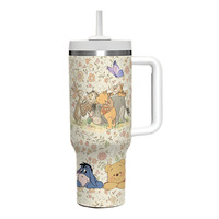 Mug de voyage isotherme en acier inoxydable à double paroi de 40 oz avec paille, motif personnalisé, classique, pour sublimation