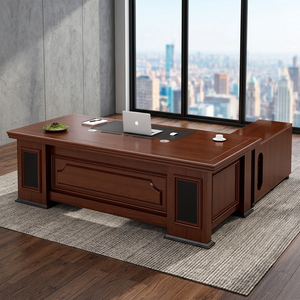 Executive Wood Office Desk Traditional Design With <b>Storage</b> Cabinet For Home Office And Commercial Use - Product Image 3