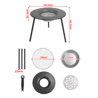 Portable Extérieur 360 °   Table de chauffage ronde à charbon de bois avec grille de cuisson en maille pour pique-nique et camping en extérieur