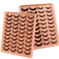 20 paires de cils naturels en gros, cils russes en bande, courbure D, confort toute la journée, cils faciles à poser pour débutants, look élégant