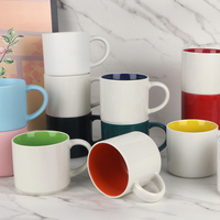 Vente en gros de tasses à thé en porcelaine empilables de 15 oz, deux couleurs, mug à sublimation, logo personnalisé imprimé, mug à café en céramique brillant, personnalisable