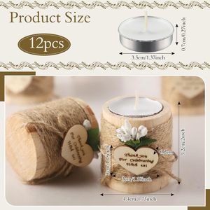 Wood <strong>Tealight</strong> Candle <strong>Holder</strong> Bridal Shower Rustic Wooden Cylinder Candle <strong>Holders</strong> for Wedding Baby Shower Party Favors - Product Image 3
