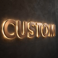Enseigne lumineuse 3D personnalisée avec lettres rétroéclairées, finition métallique multicolore, éclat froid et chaud, logo mural pour entreprise, signalétique de devanture de magasin