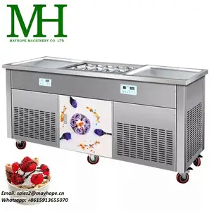 NSF certified High Efficiency Flat Pan Instant Thailand Rolled IceCream Making Thai Roller Fried Ice Cream Roll Machine