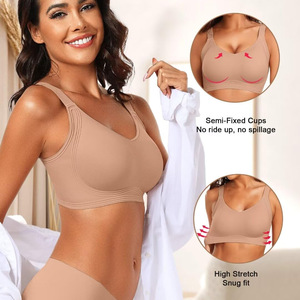 <span class=keywords><strong>Reggiseni</strong></span> push-up senza cuciture da donna, senza ferretto, copertura completa, in nylon, con doppie spalline fisse e quattro file di gancetti sul retro - Product Image 4