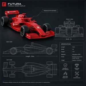 Sculpture réaliste en fibre de verre et résine de voiture de course F1 grandeur nature 1:1, modèle de voiture de Formule 1 de style européen en PRV pour salle d'exposition et centre commercial - Product Image 4