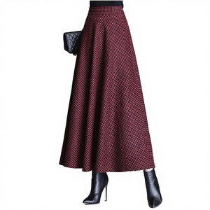 Jupe trapèze décontractée d'été en laine et mousseline pour femme, taille élastique, poches, respirante - Product Image 3
