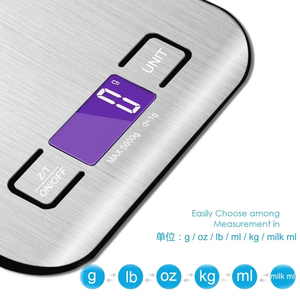 Balance de cuisine 5 kg en acier inoxydable pour peser les aliments, la nourriture, les colis postaux, avec écran LCD, balance électronique - Product Image 5