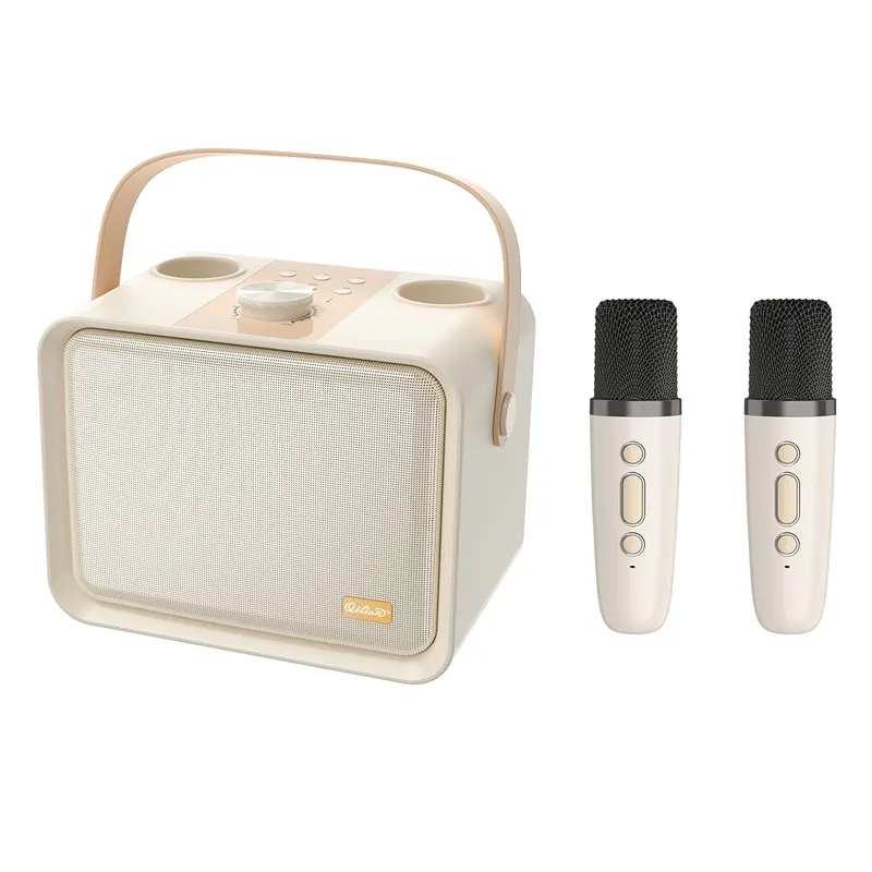 QM1 taşınabilir açık hoparlör müzik çalar aile parti KTV için mikrofonlar ile kablosuz Bluetooth Karaoke hoparlörü
