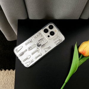 Ustensiles de cuisine miniatures, couteau et fourchette, étui de téléphone transparent antichoc tendance pour iPhone 16 Pro Max 15 Plus 14 13 12 11 17 - Product Image 6