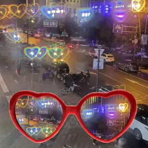 Wholesale glasses heart effect-2022 Heart Effect Diffraction Glasses - See Hearts! - Special Effect Rave Party Music Festival Light Changing Eyewear