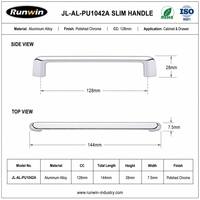 Poignée de meuble moderne et fine en alliage d'aluminium chromé de 128 mm pour commode, cuisine, placard – Écologique, durable, quincaillerie de mobilier OEM