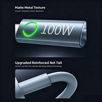 Kabel Pengisian Cepat USB Type C 100W 3A Grosir, Pemutus Otomatis Pintar, Indikator LED, Konektor Aluminium Alloy, PVC, Logo Kustom OEM