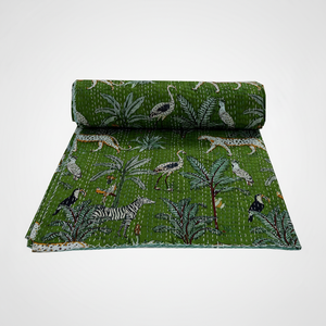 Precio al por mayor indio hecho a mano bordado Kantha colcha salvaje algodón estampado hecho a mano Kantha trabajo para el hogar y el Hotel - Product Image 1