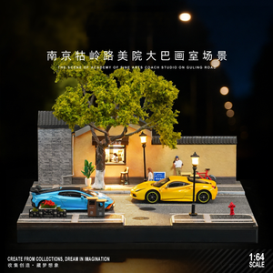 Escena arquitectónica en miniatura 1:64: estudio <span class=keywords><strong>de</strong></span> autobús <span class=keywords><strong>de</strong></span> la <span class=keywords><strong>Academia</strong></span> <span class=keywords><strong>de</strong></span> Arte con luces, fotografía macro <span class=keywords><strong>de</strong></span> calles y carreteras en miniatura - Product Image 1