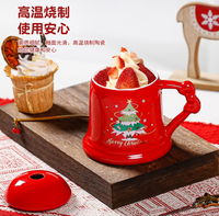 Mug en céramique de Noël simple de 400 ml avec couvercle et cuillère, cadeau de Noël créatif pour le bureau, pour filles