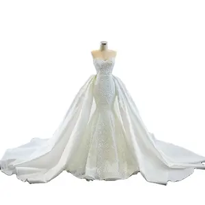 Robe <span class=keywords><strong>de</strong></span> mariée AL1624 Robe <span class=keywords><strong>de</strong></span> <span class=keywords><strong>Marie</strong></span> Blanche 2 en 1, longue traîne, dentelle luxueuse, robe sirène à paillettes pour femme, robe <span class=keywords><strong>de</strong></span> mariée, robe <span class=keywords><strong>de</strong></span> bal - Product Image 1
