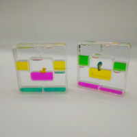Ornement sensoriel carré multicolore avec canard flottant et mouvement liquide, minuteur à bulles, goutte d'eau, jouet apaisant, souvenir, cadeau