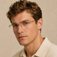 Monturas de Gafas de Titanio de Media Montura Readsun, Diseño Rectangular Moderno y Ligero, Monturas Ópticas Unisex para Adultos