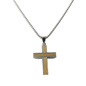 Stainless Steel <b>Cross</b> Pendant With Crystal Inlay For Men Fashion Necklace Gift - Product Image 2