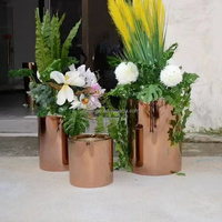Vase à fleurs et pots de plantes modernes de luxe en acier inoxydable durable, finition dorée, pour fleurs artificielles, maison, jardin, usage extérieur