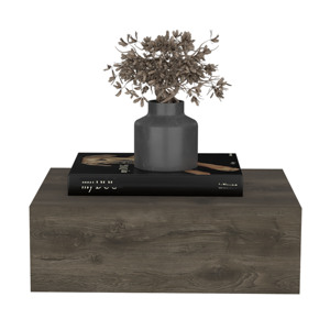 Table de chevet flottante 5 H, étagère murale moderne avec tiroir, brun foncé - Product Image 5