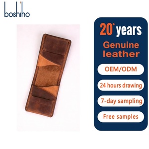 Boshiho Minimalist Genuine Leather Slim <b>RFID</b> Blocking Credit Card <b>Wallet</b> for Men Vintage Zipper Closure Multi-Function Holder - Product Image 1