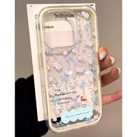 Coque d'iPhone 3-en-1 transparente en TPU souple, motif floral romantique printanier, couleurs bonbon, pour iPhone 17, 16, 13, 15, 14, 12, 17 Air Pro Max