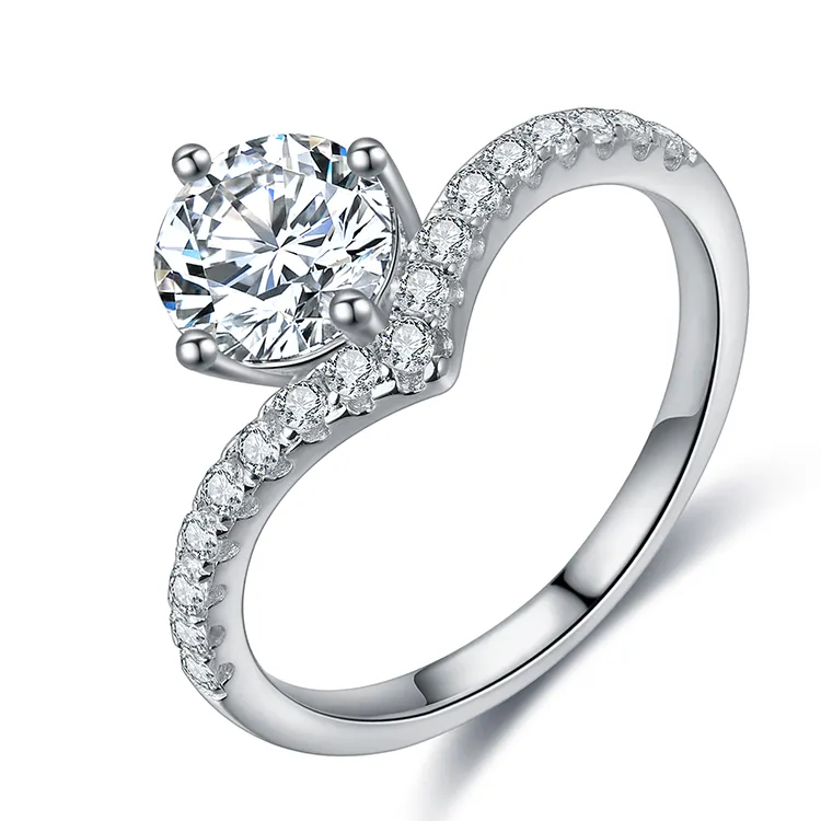 Женское кольцо с муассанитом, классическое обручальное кольцо с муассанитом