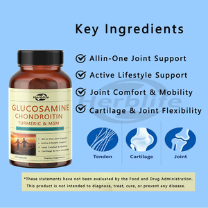 Capsules de glucosamine, chondroïtine, curcuma et MSM de marque privée OEM Herblife, 120 unités, complément alimentaire pour le soutien des articulations - Product Image 3