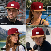 Casquette de baseball personnalisée à visière plate, 6 panneaux, snapback, en toile et daim, avec patch brodé, réglable, vente en gros, OEM, faible MOQ