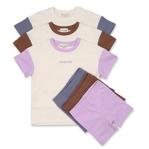 Ensemble de vêtements pour bébé en coton biologique respirant à manches courtes unisexe de couleur unie anti-rétrécissement d'été 2 pièces 12-<span class=keywords><strong>18</strong></span> <span class=keywords><strong>mois</strong></span> - Product Image 3