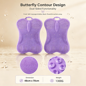 Exfoliante de espalda y masajeador de pies 2 en 1 de silicona con ventosas para montar en la pared, manos libres, para ducha - Product Image 3