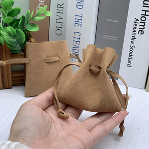 Fashion <b>Drawstring</b> Suede Microfiber Jewelry Dust Pouch Bag with Customized Shape and 8*8cm Size for Earrings Necklace <b>Bracelet</b> - Product Image 3