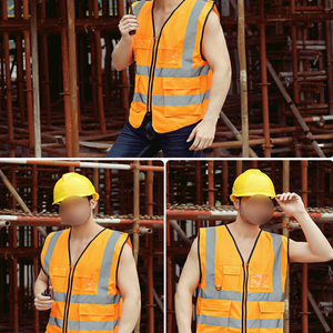 سترة عمل سوداء صفراء برتقالية زرقاء شريط عاكس فضي سترة أمان تكتيكية عالية الجودة عرض 5 مع شعار نمط سترة - Product Image 3