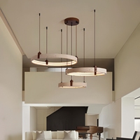 Lustre suspendu LED pleine gamme de style zen rétro chinois, en pierre de grotte jaune, pour hall de maison duplex, protection oculaire, design rétro